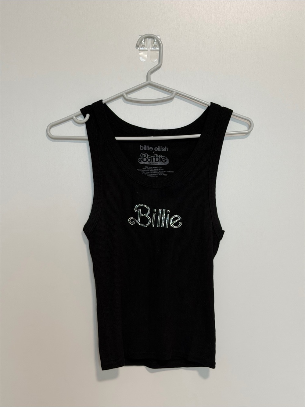 Billie Eilish x Barbie Black Rhinestone 'Billie' Ribbed Tank